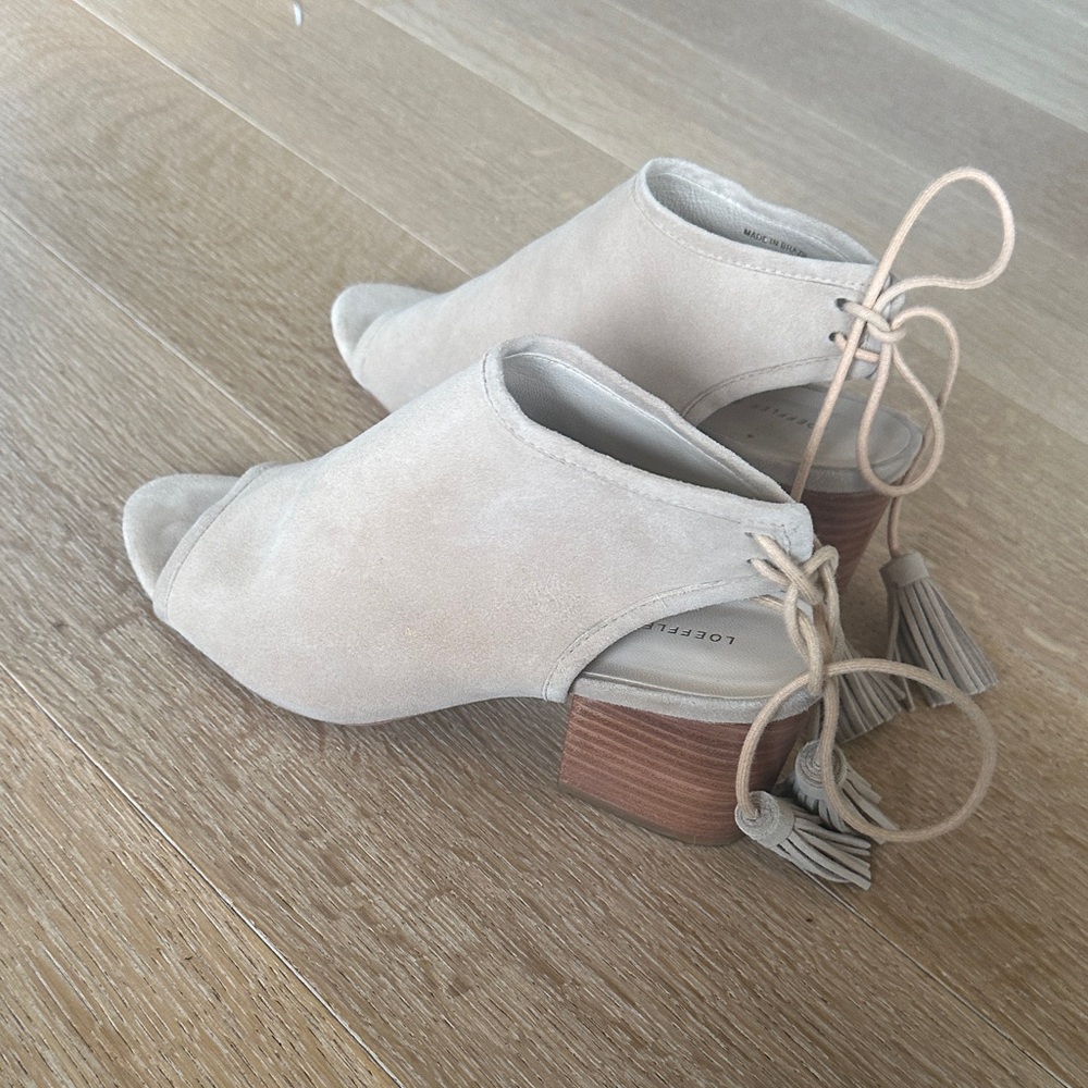 Loeffler Randall Cream Peep-Toe Mules